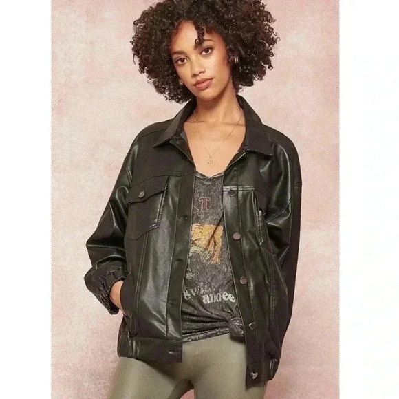 Jackets & Blazers - Black faux leather jacket